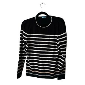 J. McLaughlin Jamey black multi color striped crewneck sweater‎
